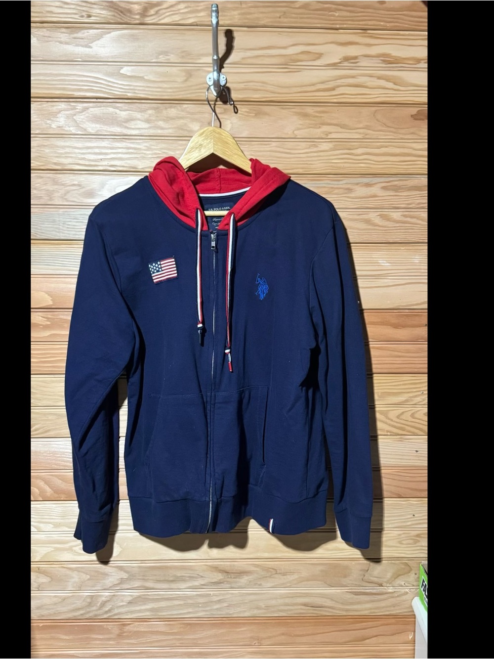 U.S. Polo Assn. Navy and Red Hooded Zip-Up Jacket